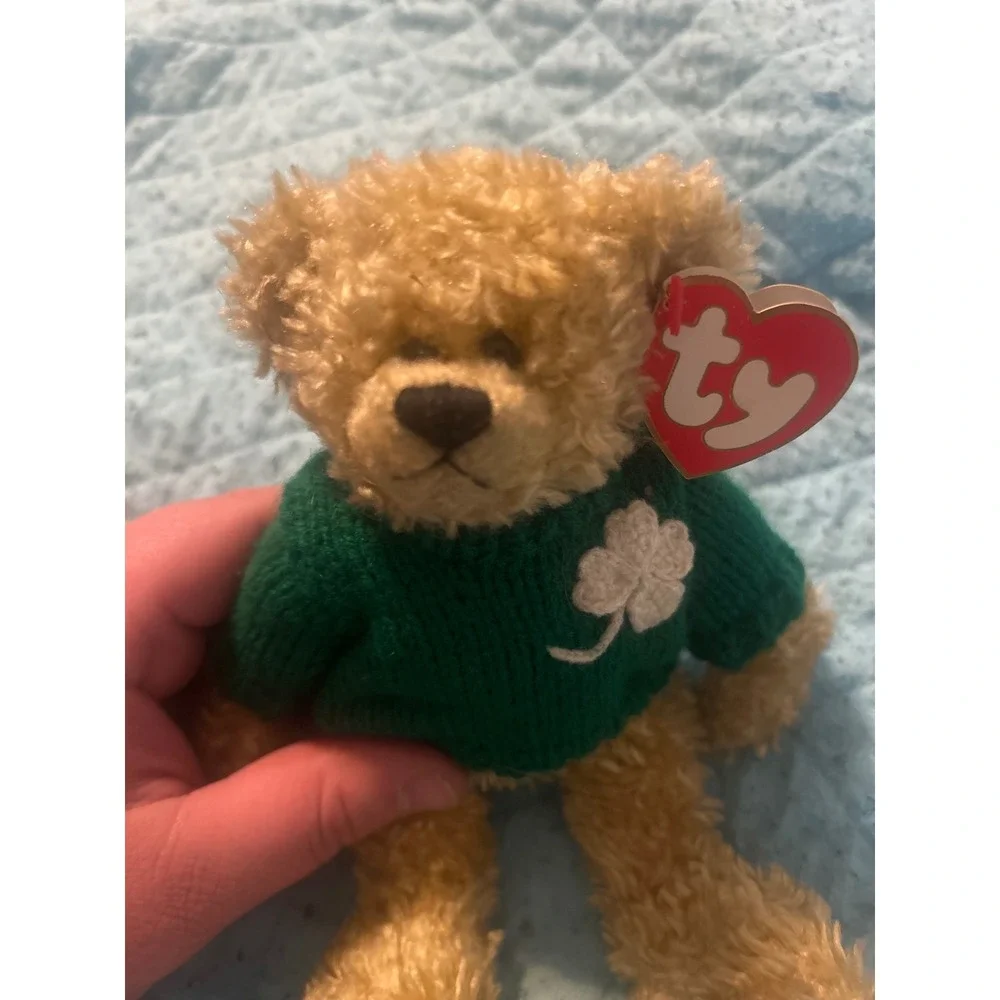 Ty Attic Treasures Blarney the‎ Bear St Patricks Day Irish Plush Green Sweater